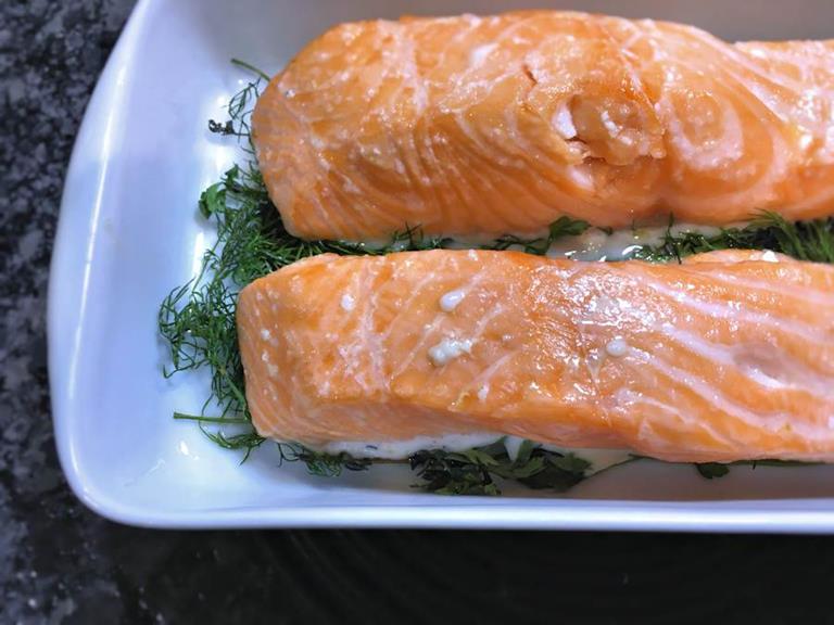 Slow Roasted Salmon With Dill Sauce Recipe Cuisine Fiend